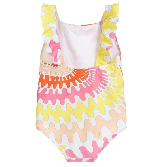 NWT Emilio Pucci Teen Girls Abstract Print Ruffle One Piece Swimsuit - Picture 3 of 17